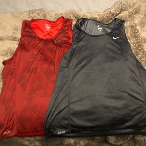 Black and Red Nike Running Tank Tops